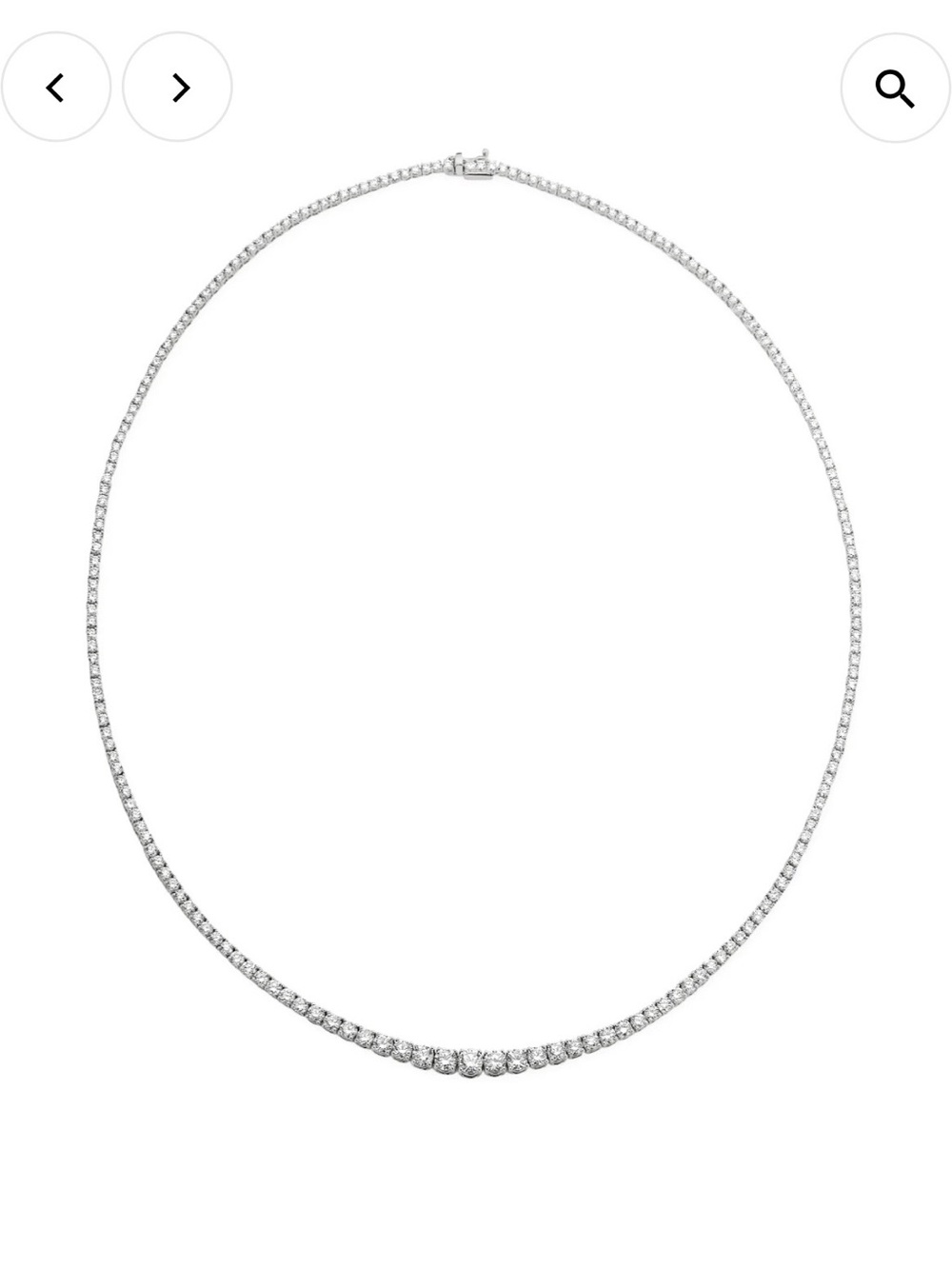 Graduated round diamond tennis necklace in white gold by Meira T